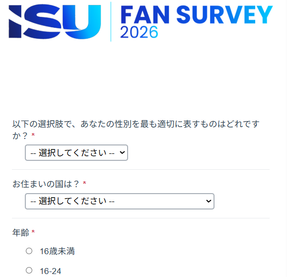 最も適切な性別と居住国の設問とプルダウン式の解答欄、および年齢の選択しの上部部分が映った画像