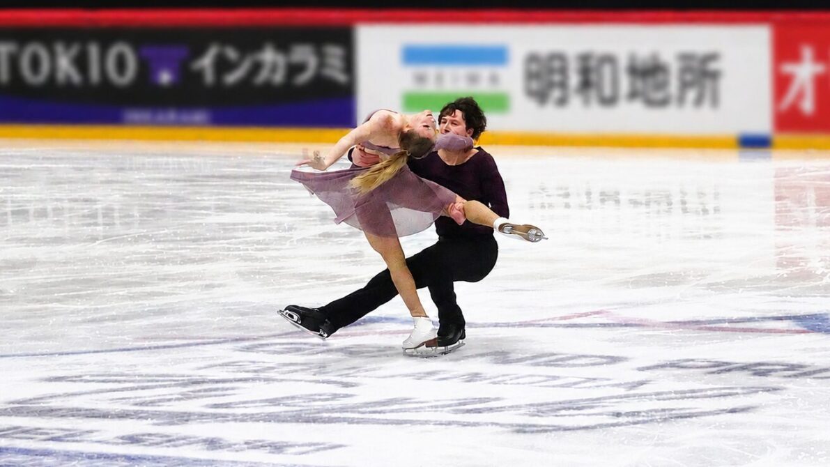 2024フィンランド大会でダンススピンをしているエミリア・ジンガス／ヴァディム・コレスニク組